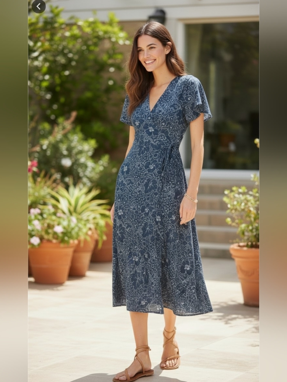 Marine Layer Midi Wrap Dress Navy Blue Floral Print Emlyn  Size XS Nwt